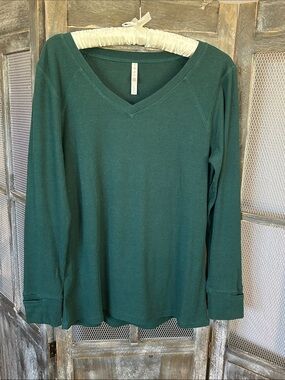 LuLaRoe Cozy Collection Hazel Forest Green V-Neck Long Sleeve Top